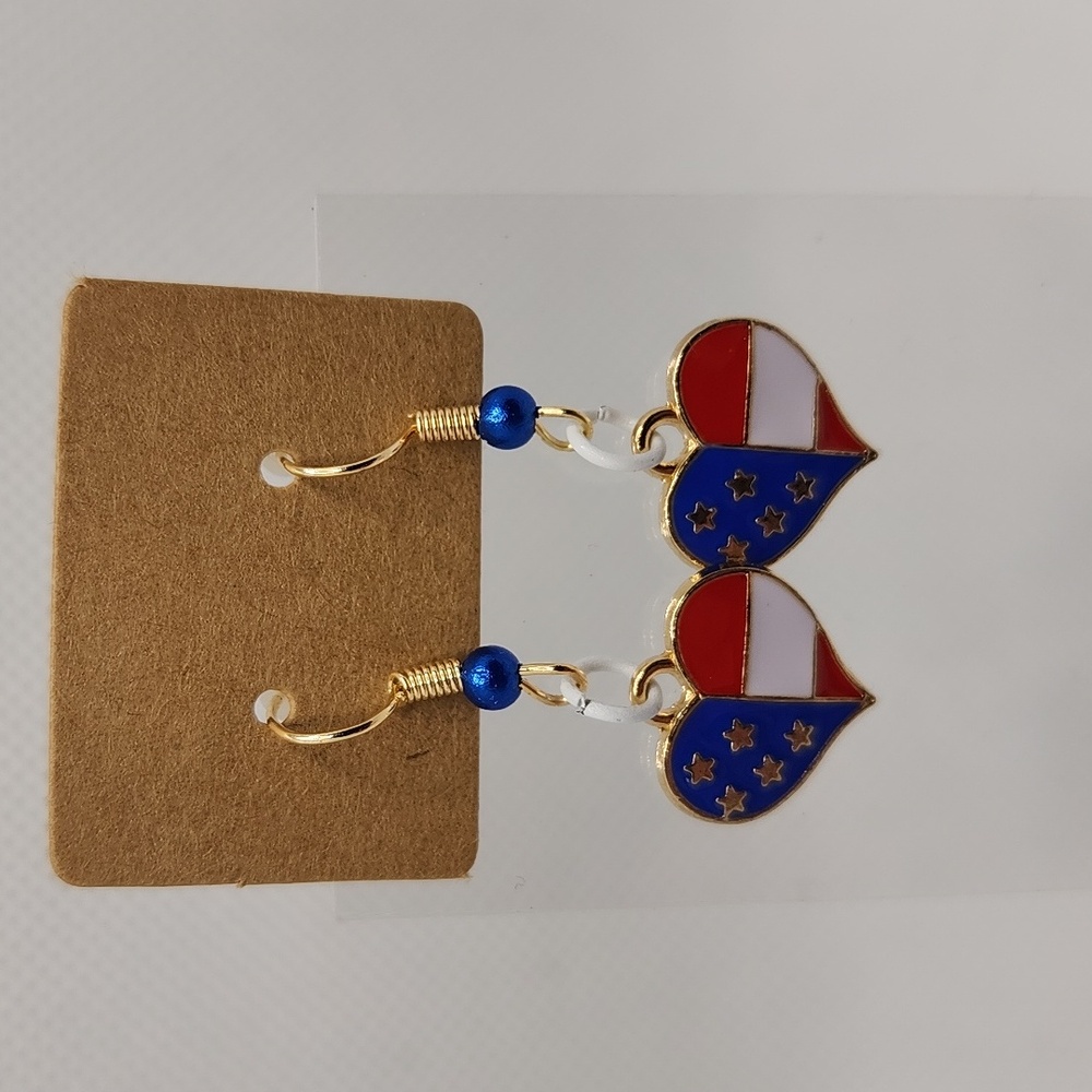 American Flag Heart Earrings